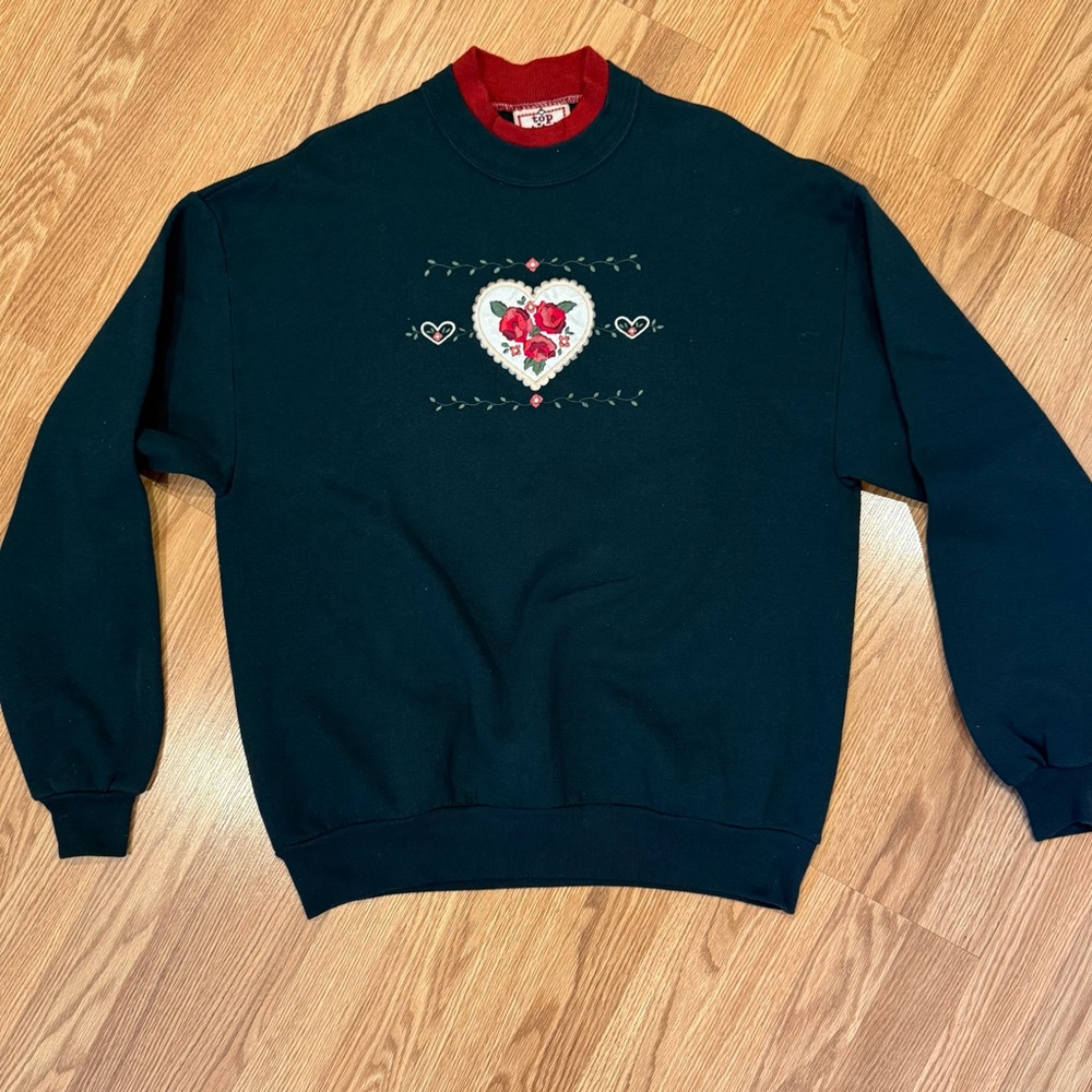 Vintage Top‎ Stitch by Morning Sun Embroidered Sweatshirt Sz XL
